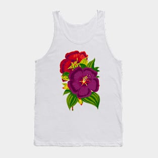 Big Tropical Flowers - Bright Floral Pattern Tank Top